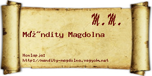 Mándity Magdolna névjegykártya